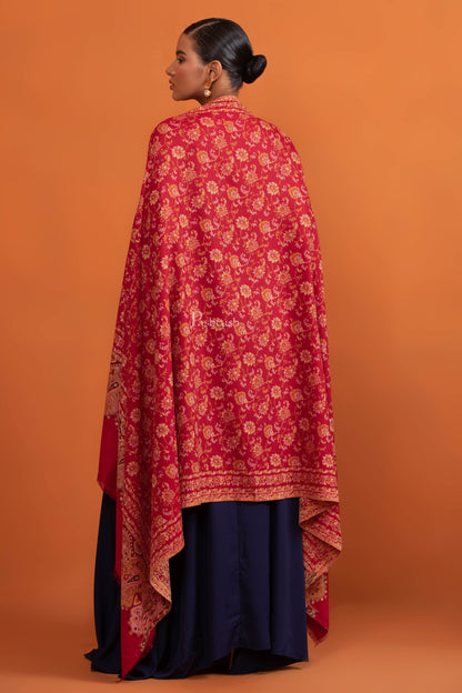 Pashtush India womens scarf and Stoles Pashtush Womens Faux Pashmina Shawl, Ethnic Weave Design, Maroon