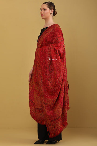 Pashtush India Womens Shawls Pashtush Womens Faux Pashmina Shawl, Ethnic Weave Design, Maroon