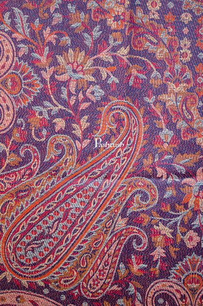 Pashtush India Womens Shawls Pashtush Womens Faux Pashmina Shawl, Ethnic Weave Design, Navy Blue