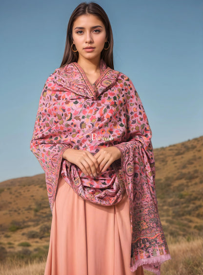Pashtush India Womens Shawls Pashtush Womens Faux Pashmina Shawl, Ethnic weave Design, Soft Pink