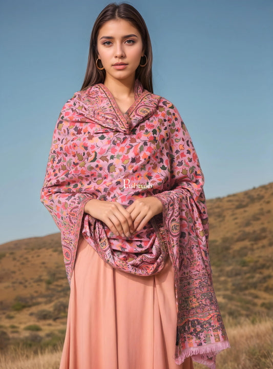 Pashtush India Womens Shawls Pashtush Womens Faux Pashmina Shawl, Ethnic weave Design, Soft Pink
