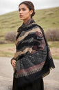 Pashtush India Womens Shawls Pashtush Womens Faux Pashmina Shawl, Floral Weave with Stripes