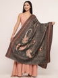 Pashtush India Womens Shawls Pashtush womens Faux Pashmina shawl, jamawar aari design, Grey