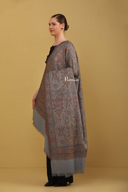 Pashtush India Womens Shawls Pashtush Womens Faux Pashmina Shawl, Jamawar Design, Grey