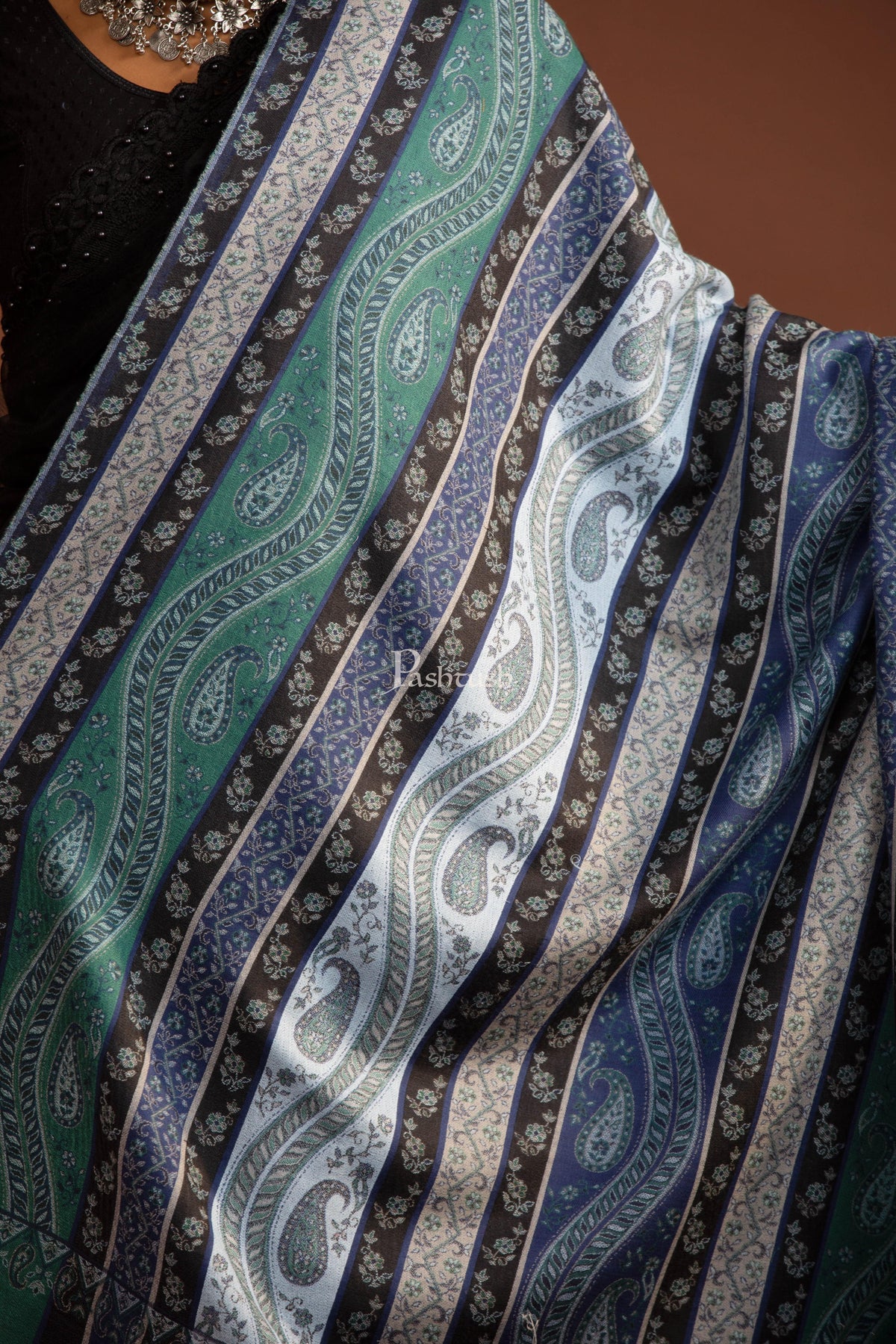 Pashtush India womens scarf and Stoles Pashtush Womens Faux Pashmina Shawl, Multi Stripe Design, Multicolour