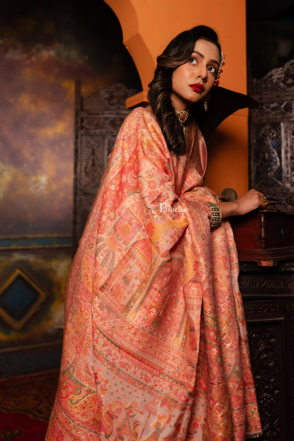 Pashtush India Womens Shawls Pashtush Womens Faux Pashmina Shawl, Pailsey Weave Design, Peach