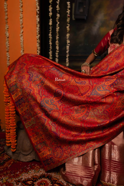 Pashtush India Womens Shawls Pashtush Womens Faux Pashmina Shawl, Pailsey Weave Design, Red