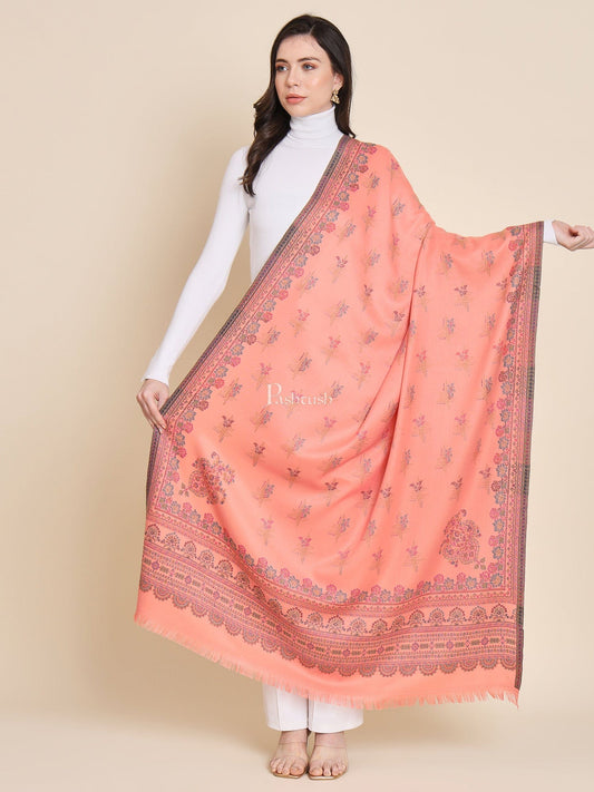 Pashtush India Womens Shawls Pashtush Womens Faux Pashmina Shawl, Paisley Ethnic Woven Design, Peach