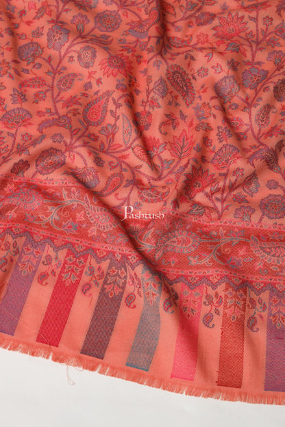 Pashtush India Womens Shawls Pashtush Womens Faux Pashmina Shawl, Paisley Ethnic Woven Design, Peach
