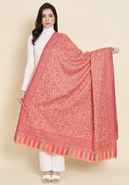 Pashtush India Womens Shawls Pashtush Womens Faux Pashmina Shawl, Paisley Ethnic Woven Design, Peach