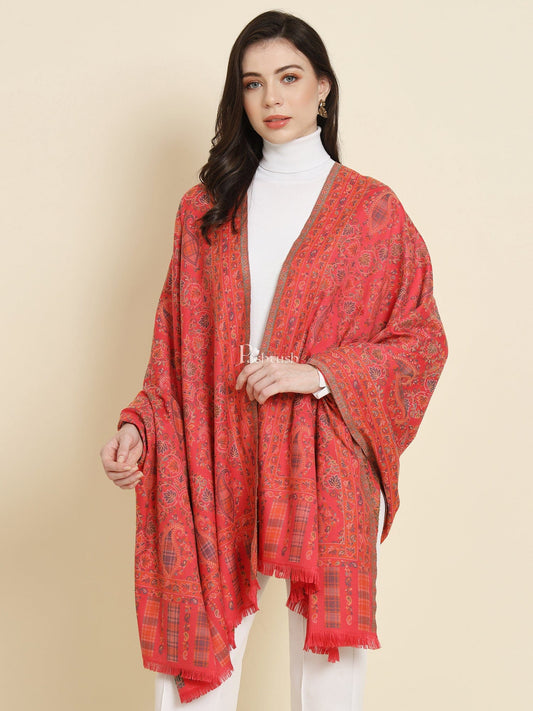 Pashtush India Womens Shawls Pashtush Womens Faux Pashmina Shawl, Paisley Ethnic Woven Design, Rose