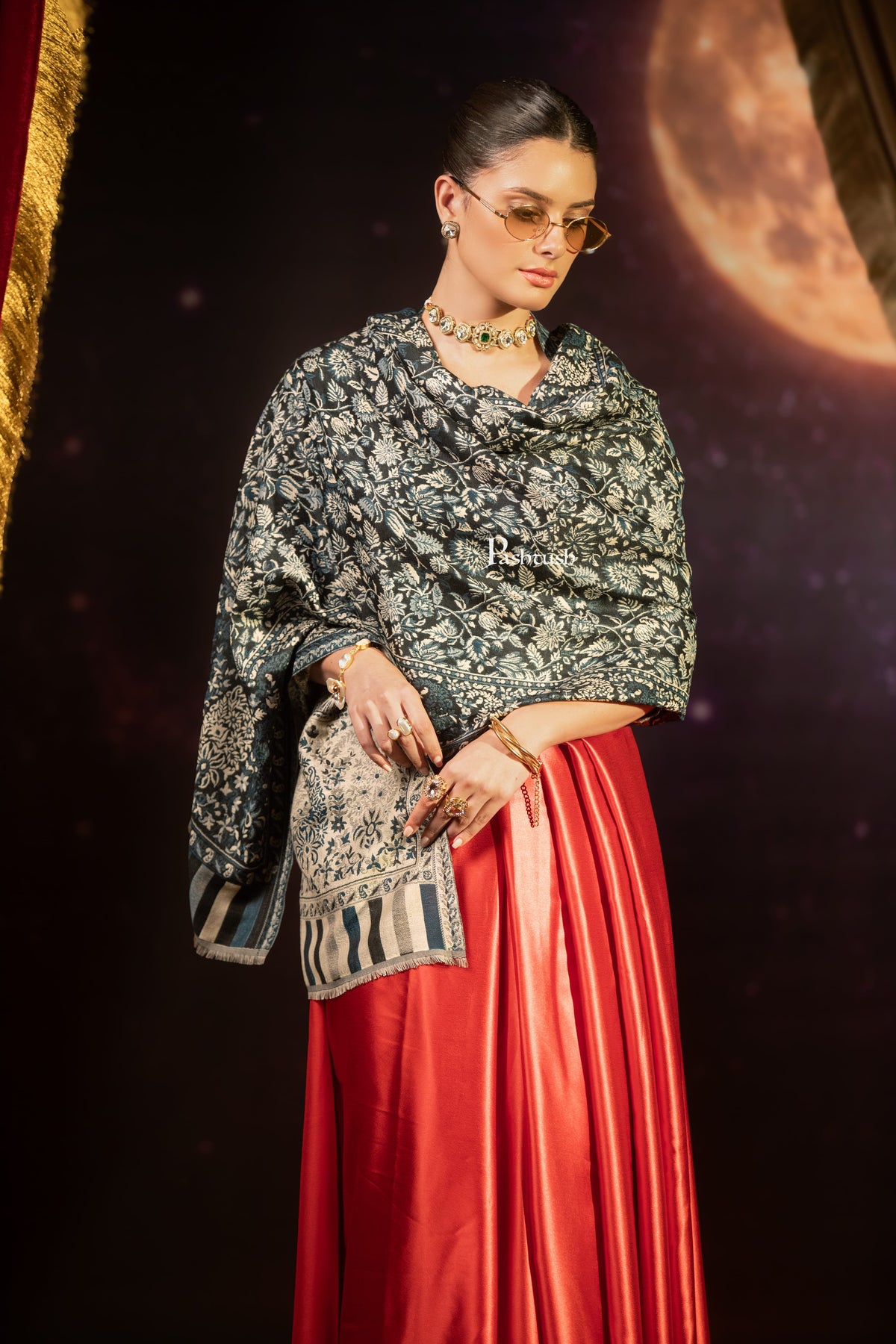 Pashtush India Womens Shawls Pashtush Womens Faux Pashmina Shawl, Paisley Weave Design, Multicolour