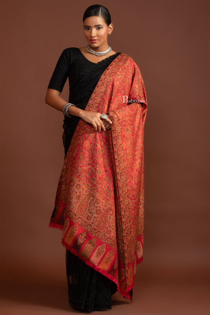 Pashtush India Womens Shawls Pashtush Womens Faux Pashmina Shawl, Pasiley Weave' Design, Red