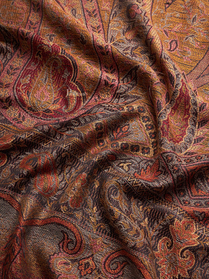 Pashtush India Womens Shawls Pashtush Womens Faux Pashmina Shawl, Soft Jamawar Design, Espresso Brown