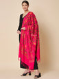 Pashtush India Womens Stoles and Scarves Scarf Pashtush Womens Faux Pashmina Stole, Aari Embroidery Design, Dark Pink