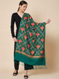 Pashtush India Womens Stoles and Scarves Scarf Pashtush Womens Faux Pashmina Stole, Aari Embroidery Design, Green