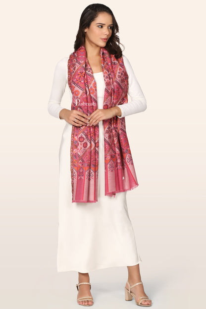 Pashtush India Womens Stoles and Scarves Scarf Pashtush Womens Faux Pashmina Stole, Diamond Weave Design, Pink