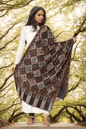 Pashtush India Womens Stoles and Scarves Scarf Pashtush Womens Faux Pashmina Stole, Ethnic Weave Design, Black