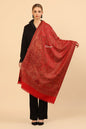 Pashtush India Womens Stoles and Scarves Scarf Pashtush Womens Faux Pashmina Stole, Jamawar Design, Maroon