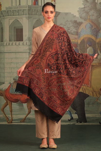 Pashtush India Womens Stoles and Scarves Scarf Pashtush Womens Faux Pashmina Stole, Paisley Design, Black