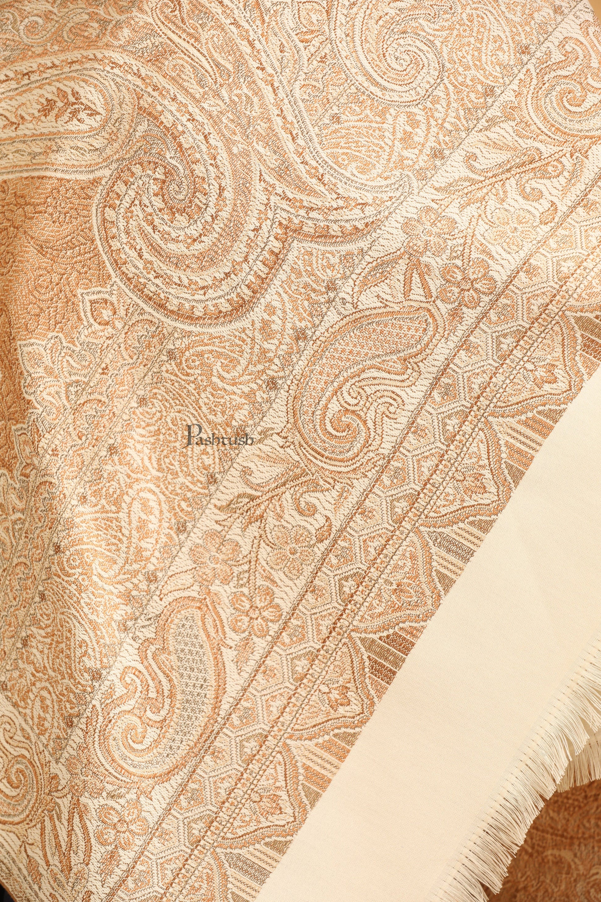 Pashtush India Womens Stoles Pashtush Womens Faux Pashmina Stole, Pasiley Design, Ivory