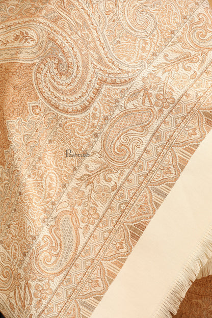 Pashtush India Womens Stoles Pashtush Womens Faux Pashmina Stole, Pasiley Design, Ivory