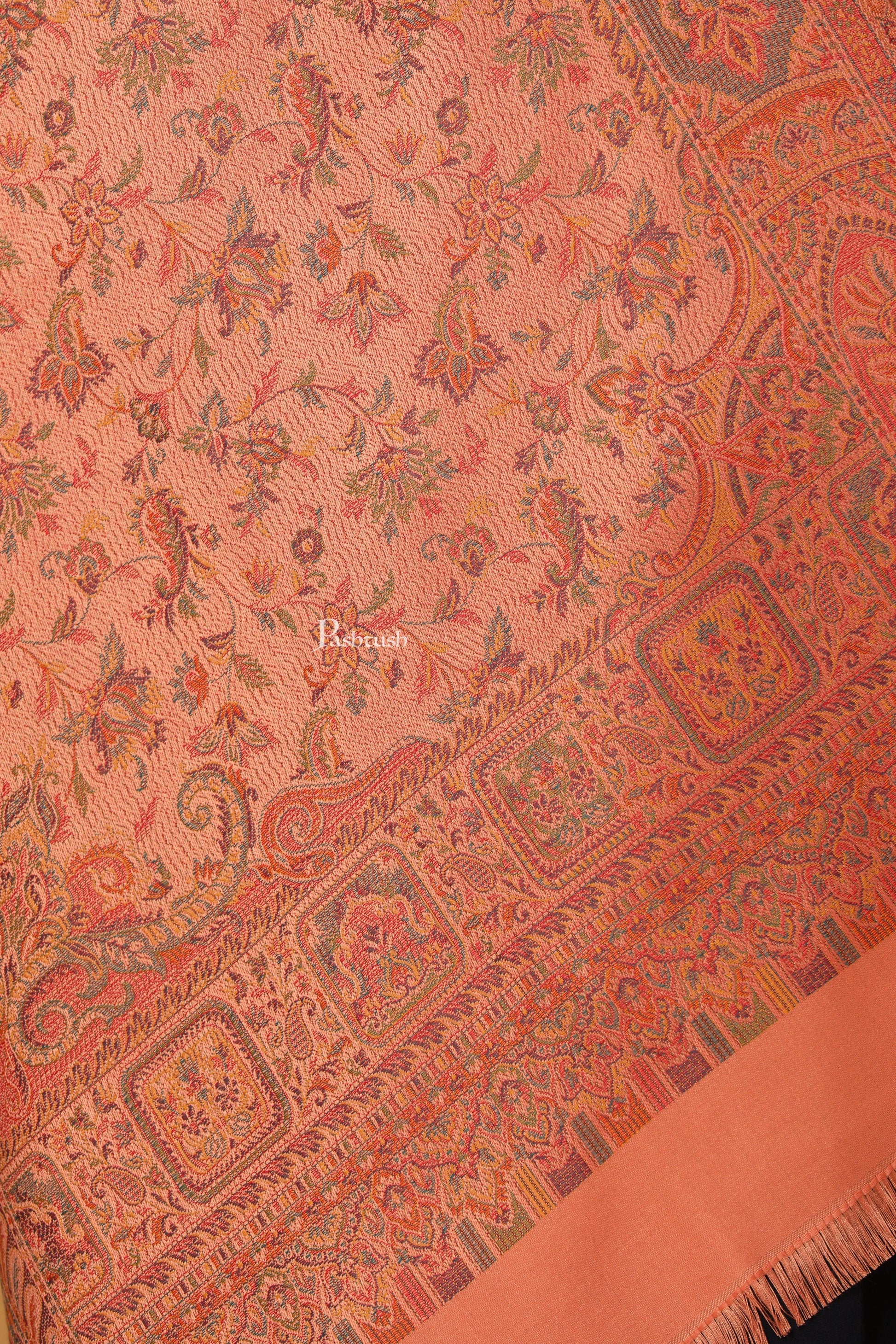 Pashtush India Womens Stoles Pashtush Womens Faux Pashmina Stole, Pasiley Design, Peach