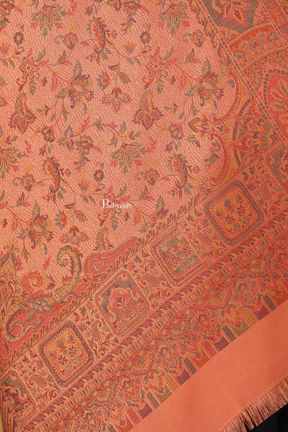 Pashtush India Womens Stoles Pashtush Womens Faux Pashmina Stole, Pasiley Design, Peach