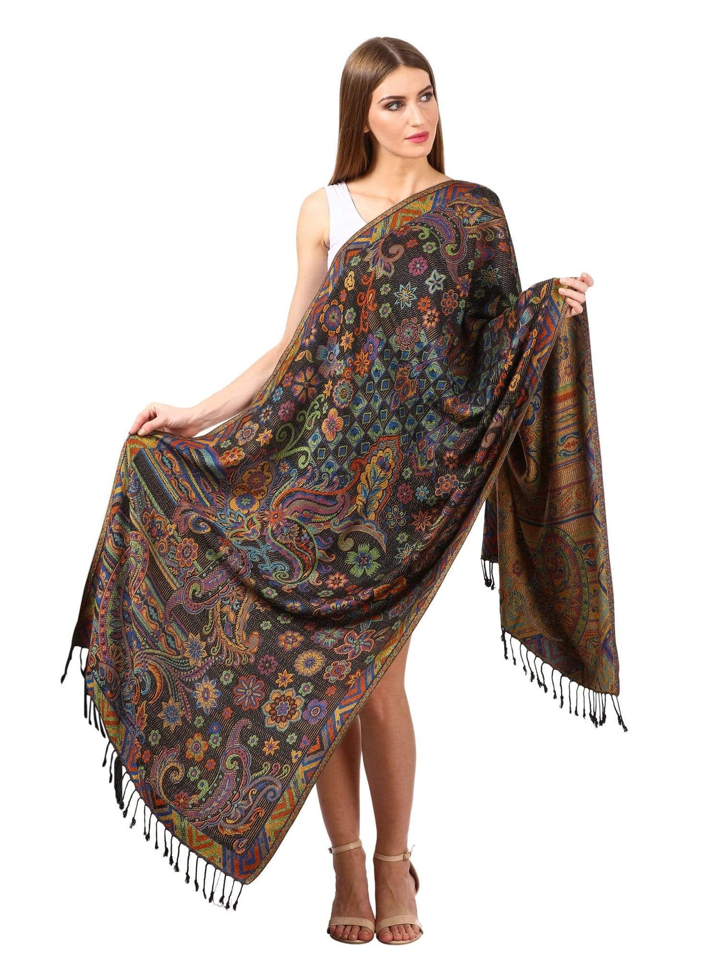 Pashtush Womens Fine Bamboo Jacquard Scarf, Reversible, Multicoloured - Baby Pink