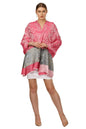 Pashtush India 70x200 Pashtush Womens Fine Bamboo Jacquard Scarf, Reversible, Multicoloured - Flamingo Pink