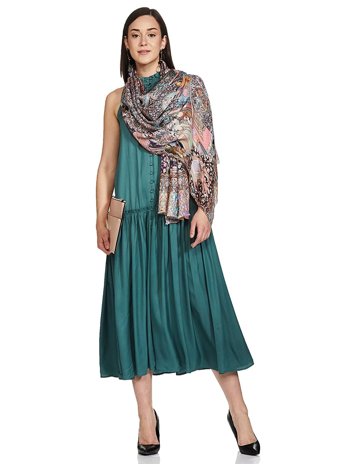 Pashtush India 70x200 Pashtush Womens Fine Soft Bamboo Stole, Darbaar Print Design