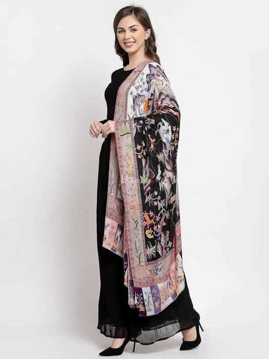 Pashtush India Womens Stoles and Scarves Scarf Pashtush Womens Fine Soft Bamboo Stole, Shikaardar Print Design
