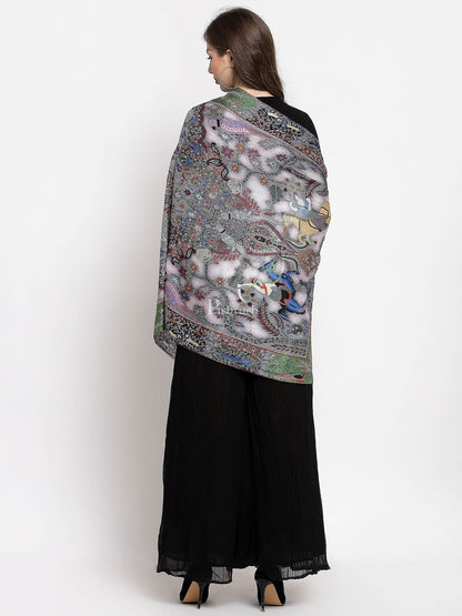Pashtush India Womens Stoles and Scarves Scarf Pashtush Womens Fine Soft Bamboo Stole, Shikaardar Print Design
