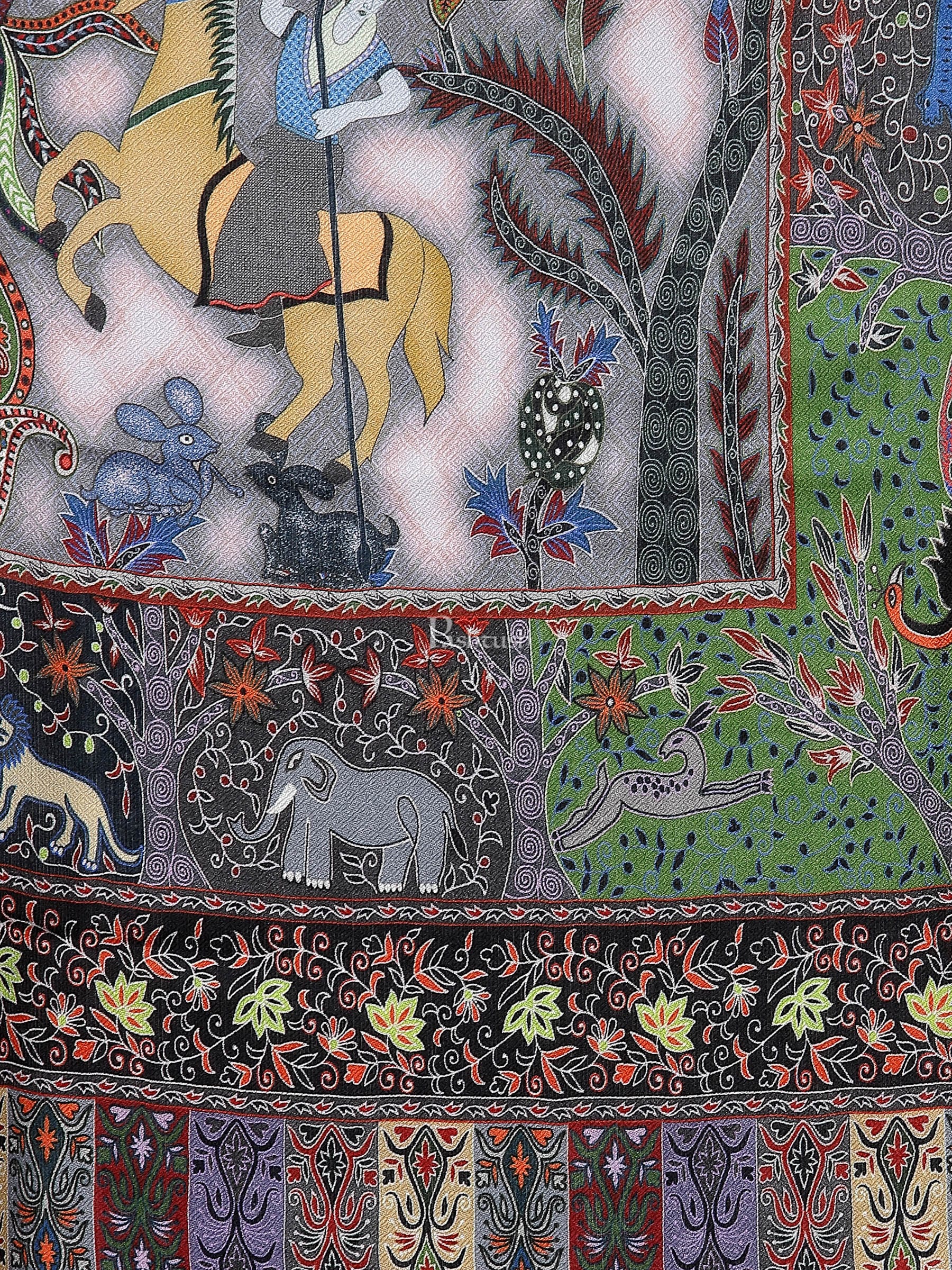 Pashtush India Womens Stoles and Scarves Scarf Pashtush Womens Fine Soft Bamboo Stole, Shikaardar Print Design