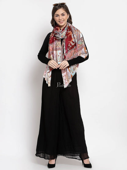 Pashtush India Womens Stoles and Scarves Scarf Pashtush Womens Fine Soft Bamboo Stole, Shikaardar Print Design
