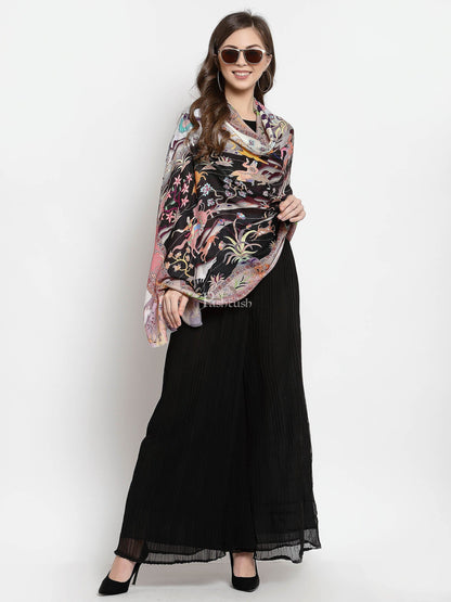 Pashtush India Womens Stoles and Scarves Scarf Pashtush Womens Fine Soft Bamboo Stole, Shikaardar Print Design
