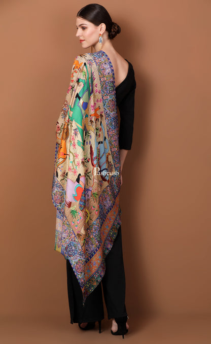 Pashtush India Womens Stoles and Scarves Scarf Pashtush Womens Fine Soft Bamboo Stole, Shikaardar Print Design