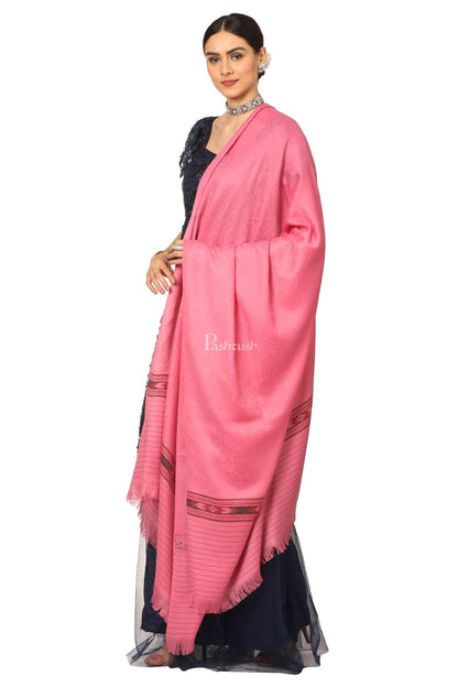 Pashtush India Womens Shawls Pashtush Womens Fine Wool Aztec Weave Shawl, Soft And Warm, Pink