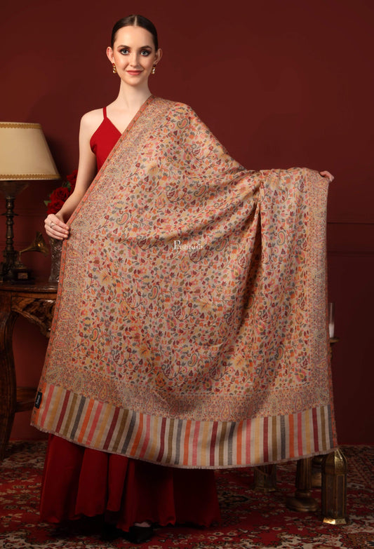 Pashtush India 100x200 Pashtush Womens Fine Wool Ethnic Weave Shawl, Soft and Warm