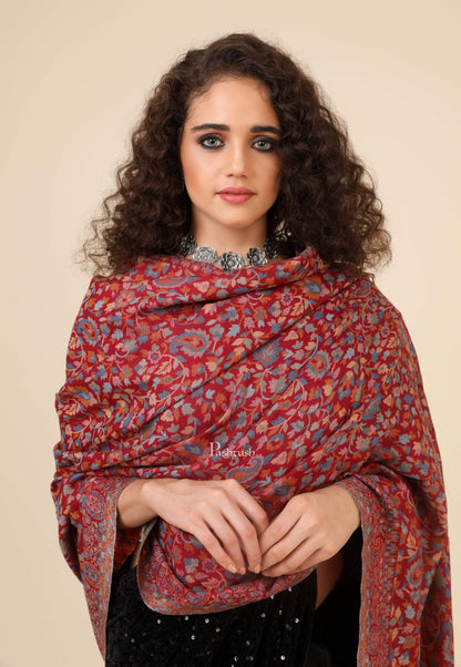 Pashtush India 100x200 Pashtush Womens Fine Wool Ethnic Weave Shawl, Soft and Warm