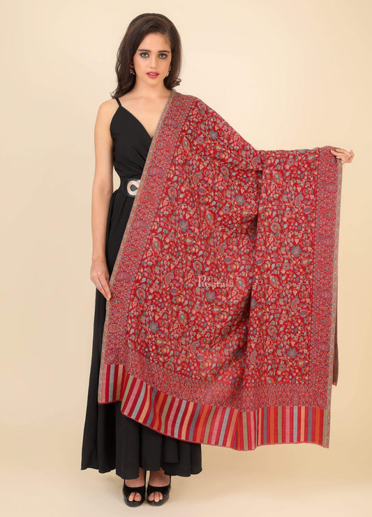 Pashtush India 100x200 Pashtush Womens Fine Wool Ethnic Weave Shawl, Soft and Warm