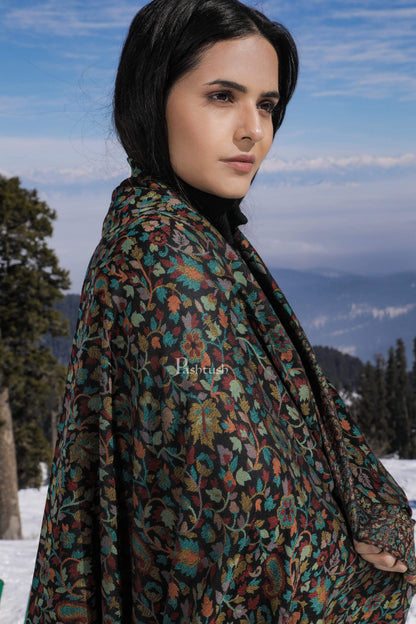 Pashtush India 100x200 Pashtush Womens Fine Wool Ethnic Weave Shawl, Soft and Warm