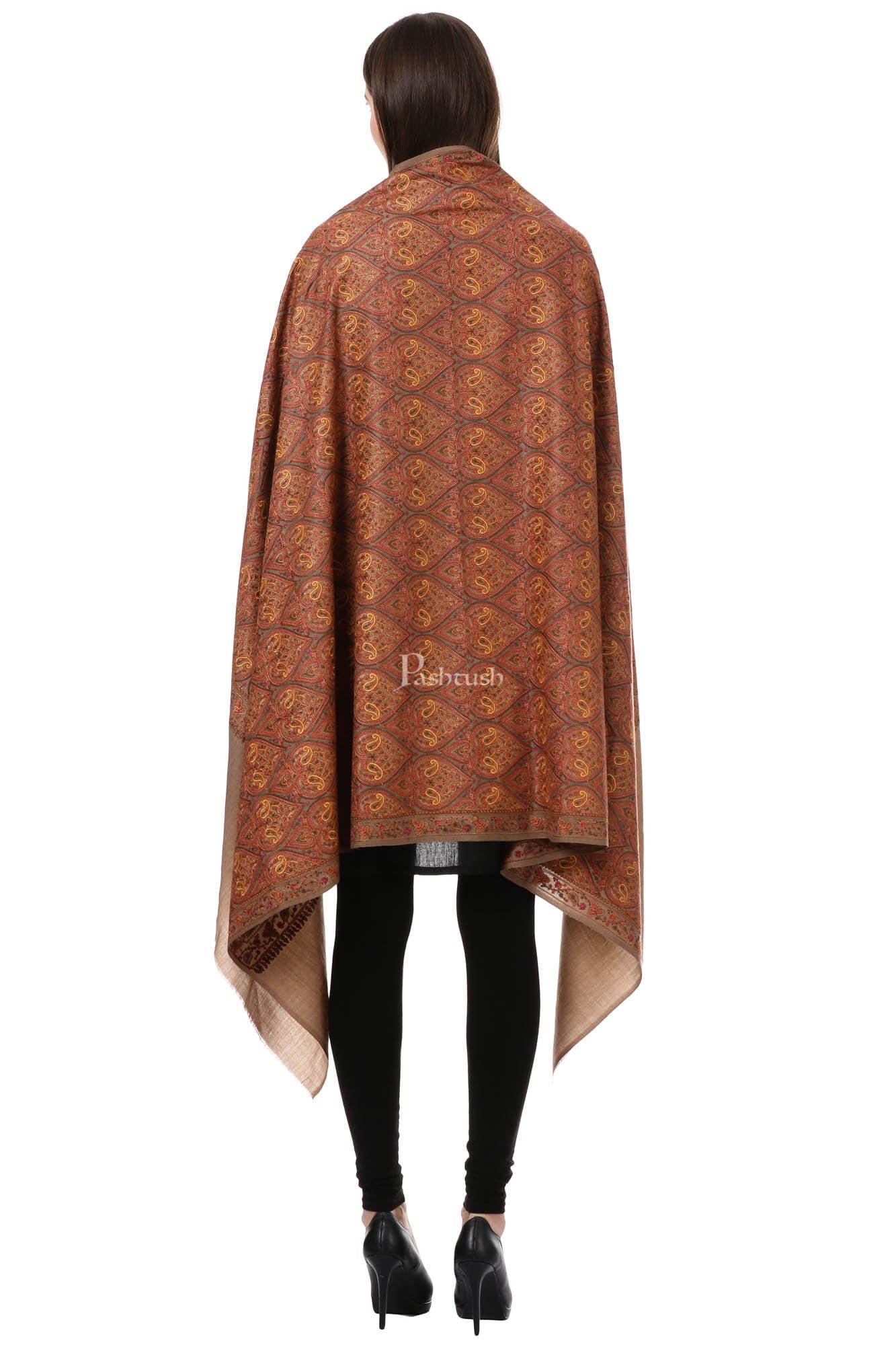 Pashtush India Womens Shawls Pashtush Womens Fine Wool , Fineembroidery Shawl