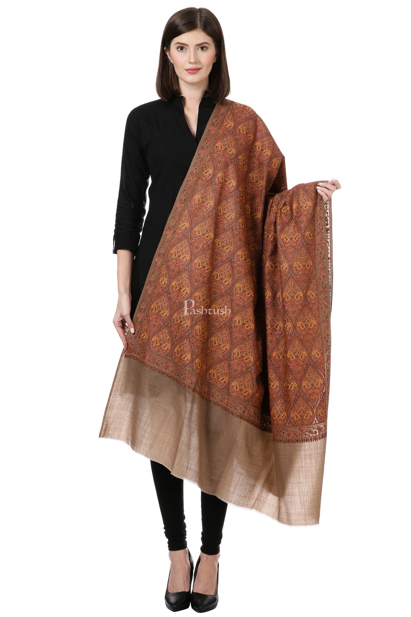 Pashtush India Womens Shawls Pashtush Womens Fine Wool , Fineembroidery Shawl