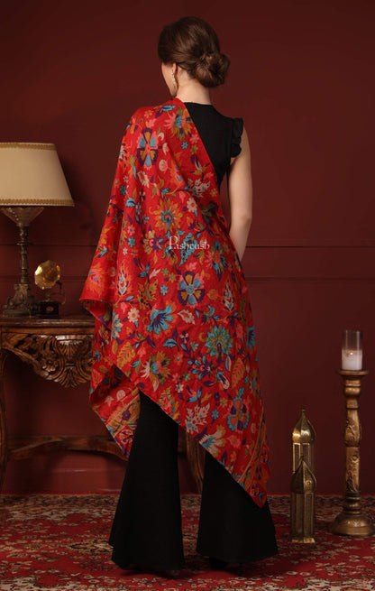 Pashtush India 70x200 Pashtush Womens Fine Wool Hand Printed Stole, Multicoloured