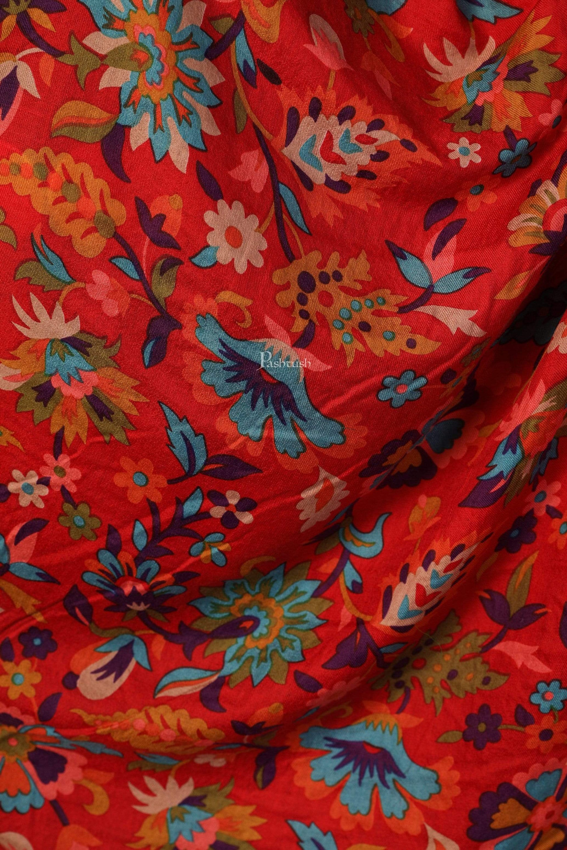 Pashtush India 70x200 Pashtush Womens Fine Wool Hand Printed Stole, Multicoloured