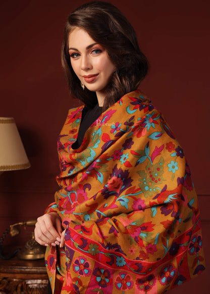 Pashtush India 70x200 Pashtush Womens Fine Wool Hand Printed Stole Scarf