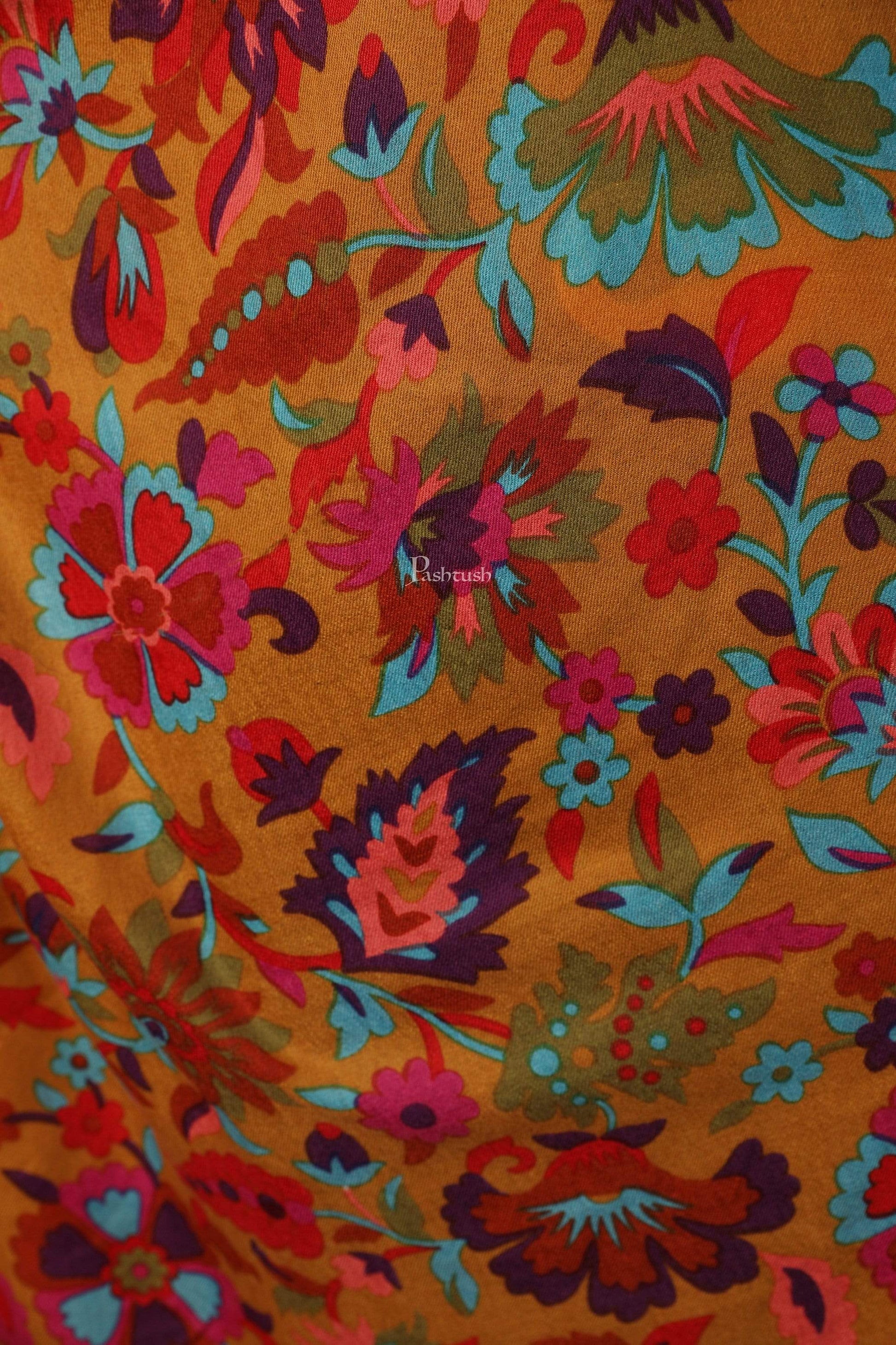 Pashtush India 70x200 Pashtush Womens Fine Wool Hand Printed Stole Scarf