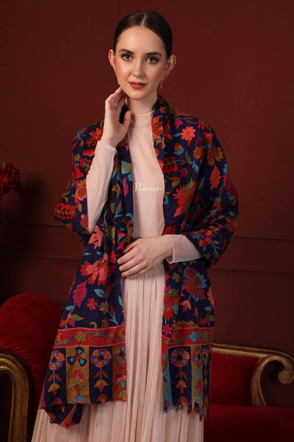 Pashtush India 70x200 Pashtush Womens Fine Wool Hand Printed Stole Scarf