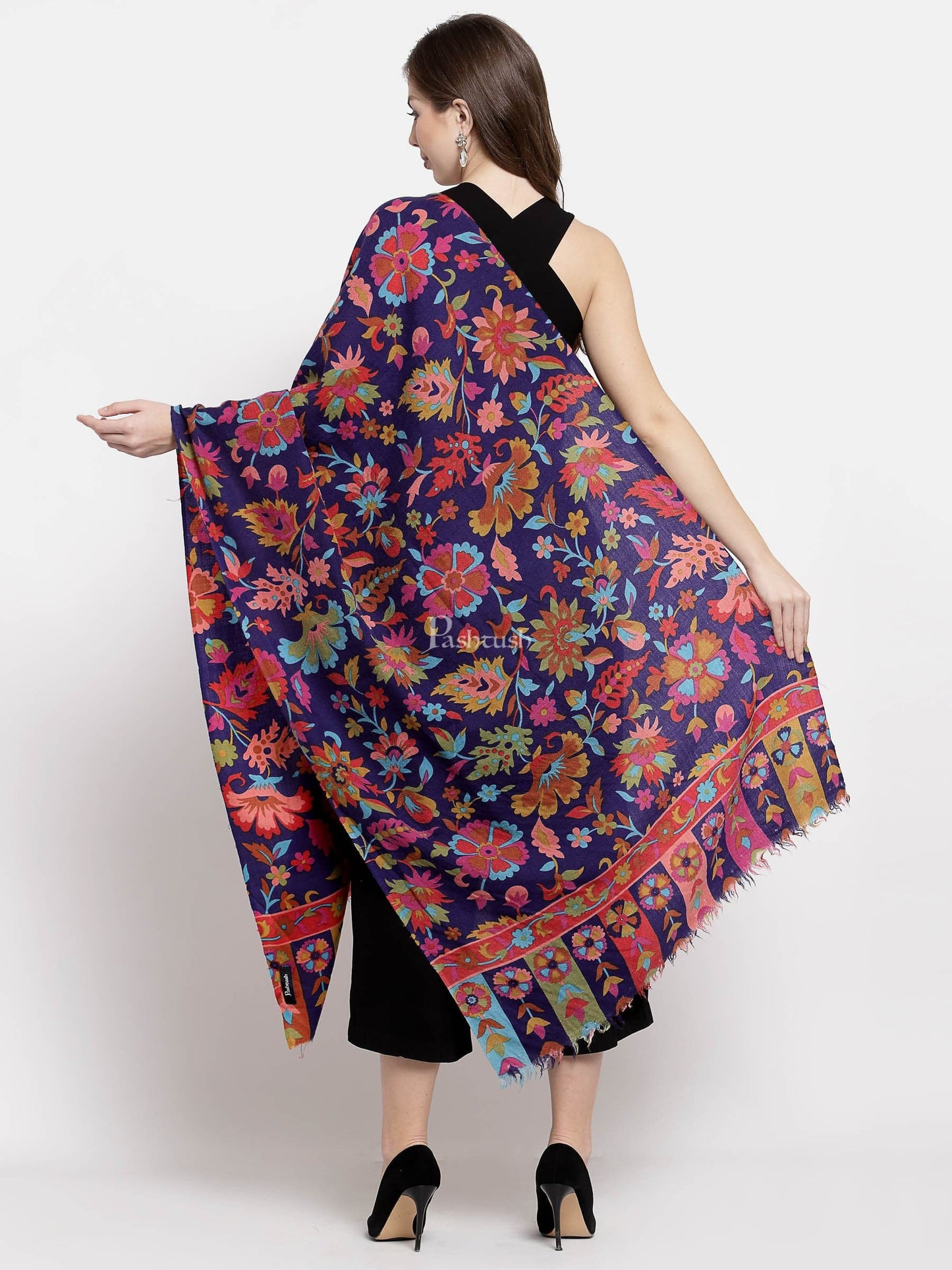 Pashtush India Womens Shawls Pashtush Womens Fine Wool Hand Printed Stole Scarf